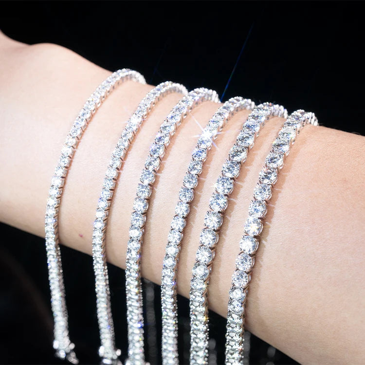 Goldleaf Jewelry Hot Sale Charm Moissanite Bracelet 3-5mm D Color VVS Moissanite Tennis Chain 925 Silver Men's Moissanite Chain
